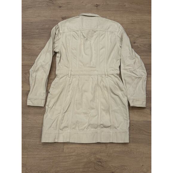 Lauren Ralph Lauren Denim Mini Dress Button-Down Utility Safari Light Cream 8 - Picture 9 of 9
